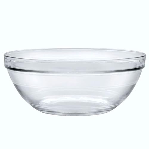 Acan Tradineur - Cuenco redondo de vidrio, modelo Lys, bol para mezclar, ensaladera apilable, apto para microondas y lavavajillas, cocina - 26 x 10,5 cm