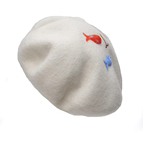 Zasy Wool Beret Women Fascinator Caps With Handmade Felt Cartoon Casual Hat (Fishing) #TOP5