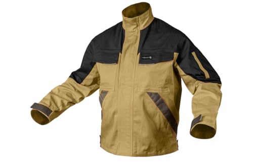 Högert Technik Schutzjacke EDGAR dunkelbeige – Arbeitsjacke mit Reflexelementen, verstärkten Schultern, Stretch, Taschen, Kat. I, EN ISO 340, ideal für Bau, Handwerk, Industrie 3XL (58)