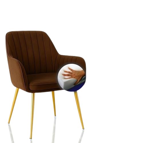 Image of Toxigo Velvet Office and Garden Area Outdoor Chairs | Cushion Seat Chair with Pillows for Modern Contemporary Upholstered with Polished Rosegold Metal Designer Piece | Set of 2 (Dark Brown)