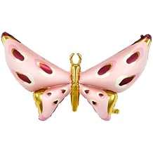 PartyDeco Large Pink Butterfly Foil Balloon 43 x 30 Inch - Helium Balloon for Birthday, Baby Shower, Garden & Spring Party Decorations, Butterfly-Themed Events