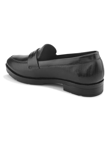 Image of STANPHORD Mens Loafers Men Black Solid Leatherette Formal Slip on Durable Moccasins Penny Loafers Shoes Without Laces