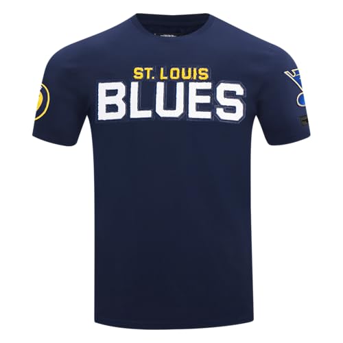 Pro Standard Mens NHL St. Louis Blues Classic Chenille Short Sleeve Tee Midnight Navy L