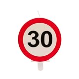 Dekora - Vela Cumpleaños con Señal de Prohibido para Decoracion de Tartas - Numero 30
