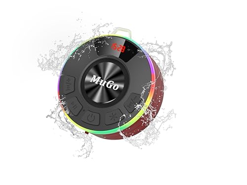 MuGo Bluetooth Shower Speaker, 360&deg; HD Stereo Sound, IPX7 Waterproof Wireless Speaker Bluetooth...