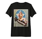 WWII USAF Bomber Babe Plane Work, Bombs Away Pinup Premium T-Shirt