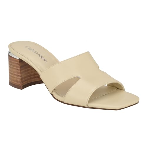 Calvin Klein Women's Valery Heeled Sandal, Parchment 150, 7.5