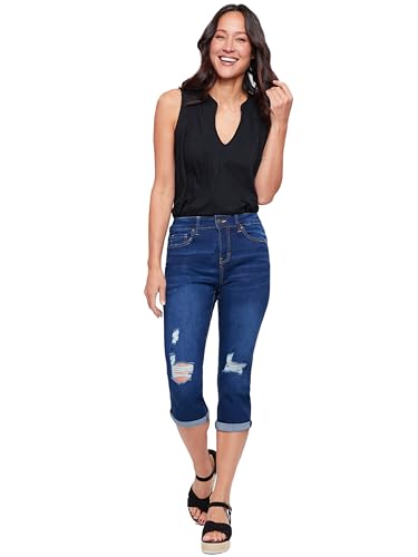 Royalty For Me Womens Women's Essential High Rise Cuffed Capri Jeans4