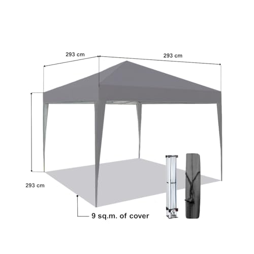 Home Source Pop Up Gazebo 3x3m Outdoor Garden Marquee Tent Waterproof Adjustable Height UV Protection Easy Up Grey With Carry Bag 3 Home Source Pop Up Gazebo 3x3m Outdoor Garden Marquee Tent Waterproof Adjustable Height UV Protection Easy Up Grey With Carry Bag - Image 3