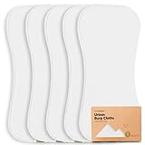 5-Pack Organic Burp Cloths for Baby Boys and Girls - Ultra Absorbent Burping Cloth, Burp Clothes, Newborn Towel - Milk Spit Up Rags - Burpy Cloth Bib for Unisex, Boy, Girl - Burp Cloths (Soft White)