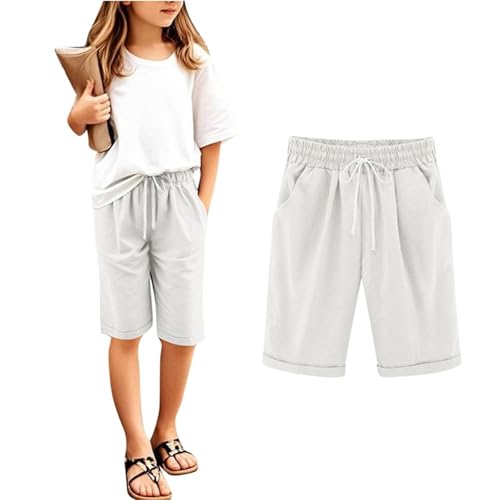 Bermuda d'été décontracté fille genou short long enfant en coton