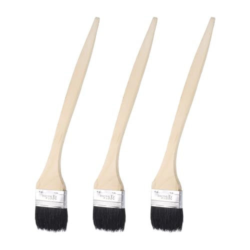 QUARKZMAN 3Pcs 2.5 Pinceles de Radiador Doblados de Ancho con Cerdas Suaves y Mango Largo de Madera para Pintar Tratamientos de Pared de Bricolaje