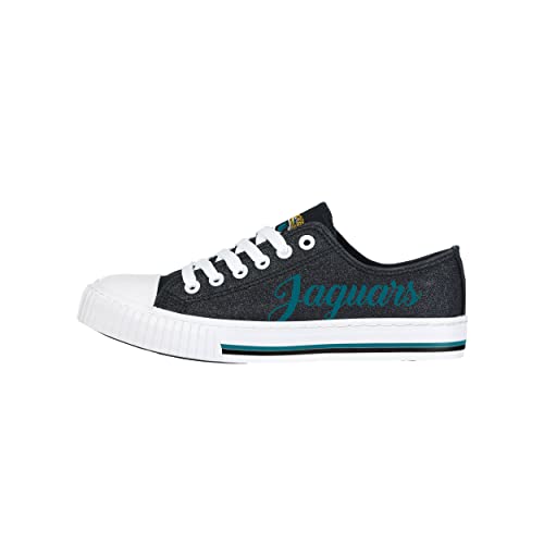 Image of FOCO Womens NFL Team Logo Ladies Fashion Color Glitter Low Top Canvas Sneakers Shoes