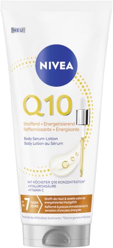 NIVEA Body Q10 Straffend + Energisierend Body Serum-Lotion, straffende Body Lotion mit purem Q10, Vitamin C und Hyaluronsäure, Körpercreme für ein energiegeladenes Hautgefühl (200 ml)