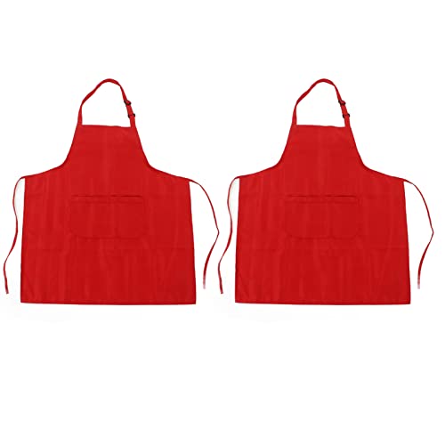 Tablier de cuisine imperméable orange en lot de 2 avec bretelle de cou réglable et grande poche