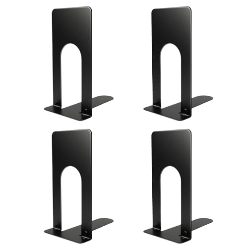 WSYDKNS Book Ends for Shelves, 4 Pack Metal Bookends, Compact Book Stopper for Small Books, CDs,...