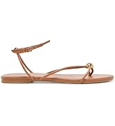 XBKXMK Strappy Flat Sandals for Women Comfortable Open Round Toe Sandals Dressy Beach Thong Flip ...