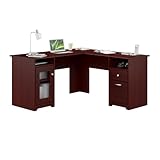 Bush Home Cabot 60W L Shaped Computer Desk with Storage in Harvest Cherry, 60-inch Corner Table with Drawers for Home Office Workspace