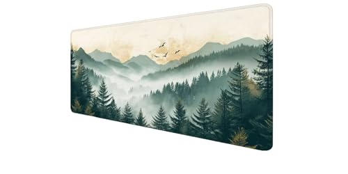 Tapis souris XXL arbre et montagne idéal pour organiser un bureau informatique épuré