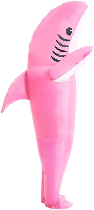 IHGYT Inflatable Shark Costume Air Blow up Jaws Jumpsuit Fancy Dress Funny Carcharias Suit for Cosplay Party