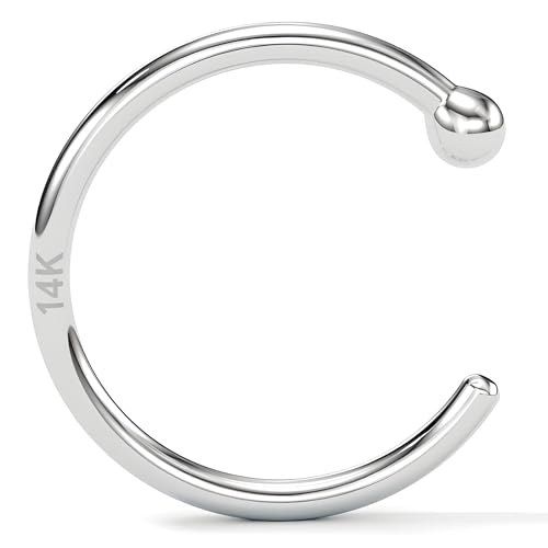 Body Candy Tiny Nose Hoop 20 Gauge 1/4 Small Diamenter Solid 14k White Gold 6mm Nose Hoop