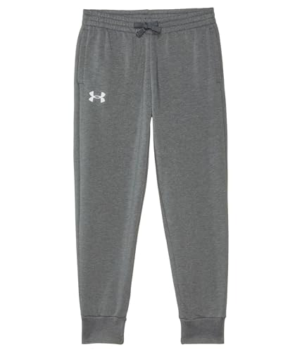 Under Armour Pantaloni da jogging in pile da ragazzo Rival Husky, (025) Castlerock Light Heather / / Bianco, S