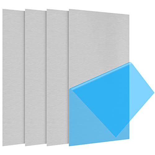 4Pack 5052 H32 Thin Aluminum Sheet Metal 6 x 12 x 0.012 (12Mil) Aluminum Plate Covered with Protective Film, Rectangle 0.3MM Thin Aluminum Metal Plate for Crafting, DIY, Handcraft, Backsplashes