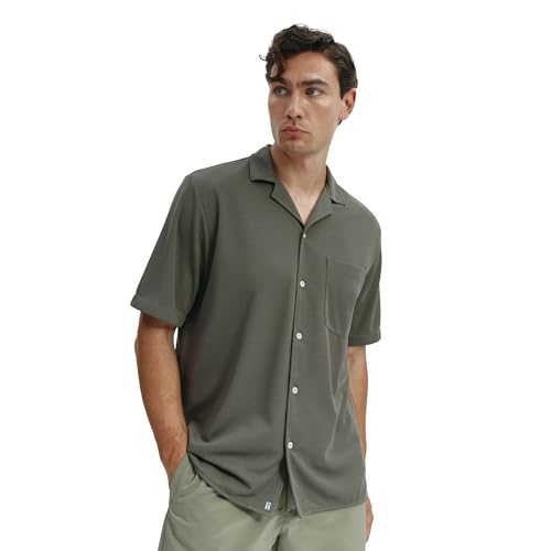 Sepiia Camisa para Hombre Casual sin Plancha, Antiarrugas, repele Las Manchas, sin Manchas de Sudor, antiolor, Transpirable, Camisa Hombre Manga Corta
