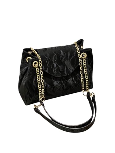 SweatyRocks Women's Suede Leather Bags Minimalist Chain Shoulder Bag Medium Church Purse Winter Fall