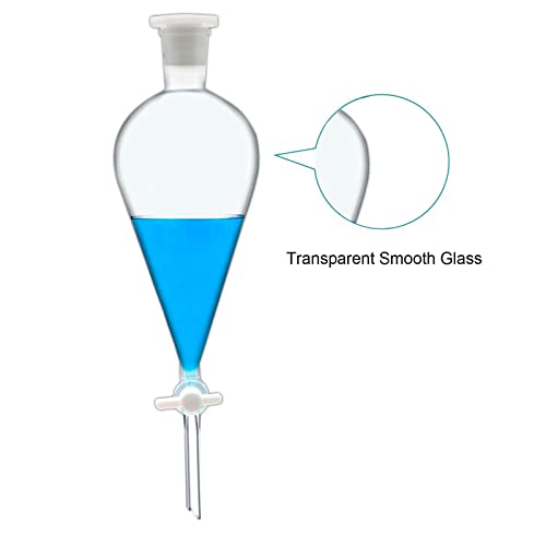 FSLAB Borosilicate Glass 1000ML Heavy Wall Conical Separatory Funnel with 24/40 Joints and PTFE Stopcock + Laboratory Distillation Support Rack for Titration Extraction Lab,Food,pear - 1L - Thumbnail 4