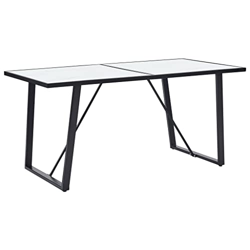 Table de bar blanche 160 x 80 cm en verre pour cuisine moderne et bureau - 2