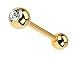 14k Gold Plated Tongue Ring 14G Clear C.Z. Gem 5/8"(16mm) Length