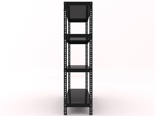 Image of Iron Metal Storage Rack for Home & Kitchen | Adjustable 4 Shelf Industrial Shelving Unit | Heavy Duty Space Saving Organizer Rack | Black | 09D x 29L x 36H Inch