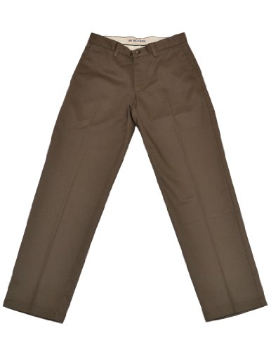 Lee Men's No Iron Relaxed Fit Flat Front Pant, Taupe, 40W x 32L