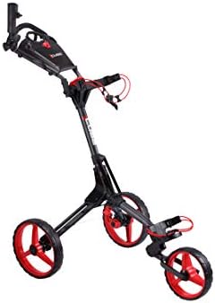 Cube CART 3 Wheel Push Pull Golf CART - Two Step Open/Close - Smallest Folding Lightweight Golf CART in The World - Choose Color! (Charcoal/Red)