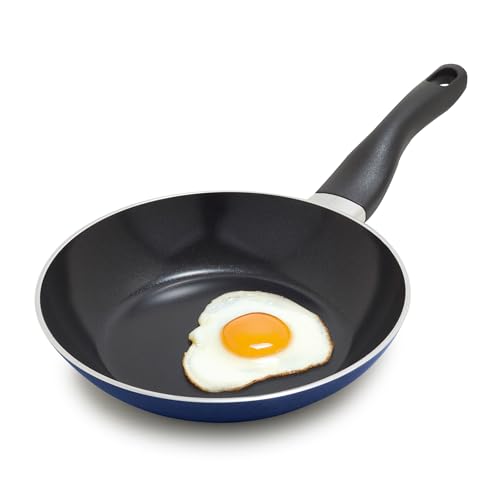 Lumenflon Deco 8” Nonstick Frying Pan Skillet, Made in Italy, Diamond Ceramic PFAS-Free, Dishwasher & Metal Utensil Safe, Durable Gloss Enamel Finish, Stay-Cool Handle, High Walls-Extra Room, Blue by Lumenflon - Used condition - US$17.64