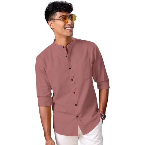 Image of BBC - Mandarin Collar Men's Casual Cotton Regular Shirt Every Occasion