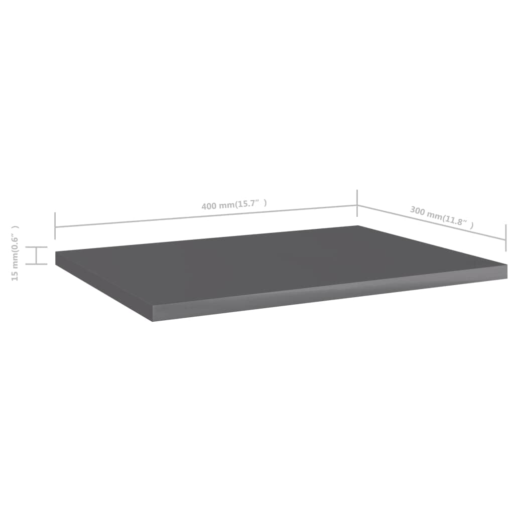 Bücherregal-Bretter Hochglanz-Grau 40x30x1,5 cm 8 Stück Holzwerkstoff Regalsystem Erweitert Wand und Stand für Büro Wohnzimmer Schlafzimmer und Keller