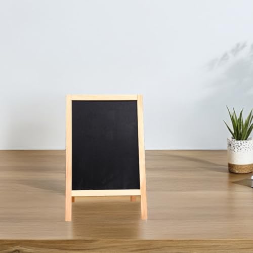 Mini pizarra de madera con soporte estable de doble cara y superficie borrable 5
