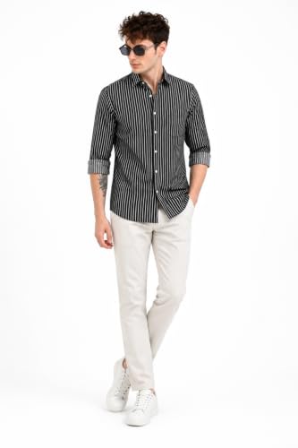 Image of Youth First Men's Cotton Blend Casual Shirt | Regular Fit Solid Full Sleeve Button Down Collared Shirts | Comfortable Formal Office Business Casual for Men