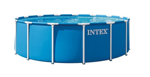 INTEX Metal Frame 15 ft x 48 in Above Ground Pool Set, Round Swimming Pool with Steel Frame, 1000 GPH...