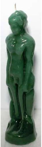 Green Iconic Male candle - 7 1/2 " - spiritual growth, prosperity, and money drawing. by Skullduggery Emporium