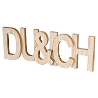 Levandeo Tischaufsteller „Du & Ich“ – 25x15 Cm, Gold/Natur, Aus Mango-Holz & Metall – Für Valentinstag & Deko