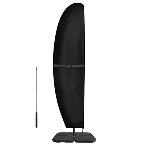 Dcpes Heavy Duty 420D Cantilever Umbrella Cover, Waterproof Outdoor Umbrella Cover with Support Pole & Zipper, Fits 9-11FT Offset Patio Parasol, Black