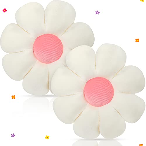 Namalu 2 Pcs 22 Inch Daisy Flower Shaped Floor Pillow Cushion Plush Daisy Seating Cushion Flower Chair Cushion Flower Throw Pillow Decorative Cute Seating Pad For Sofa Home Kids Girls Women (White) #TOP15