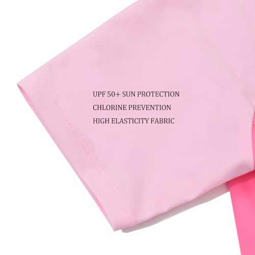 Image of karrack Girls and Boys One Piece Rash Guard Swimsuit Kid Water Sport Short Swimsuit UPF 50+ Sun Protection Bathing Suits