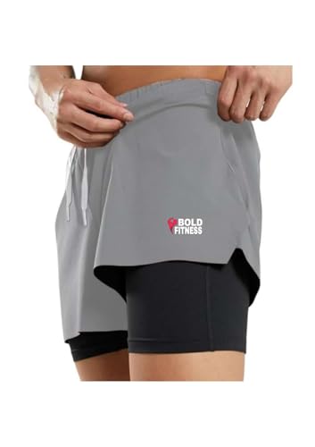 Bold fitness 2 in 1 active dual shorts with inner tights layer |...
