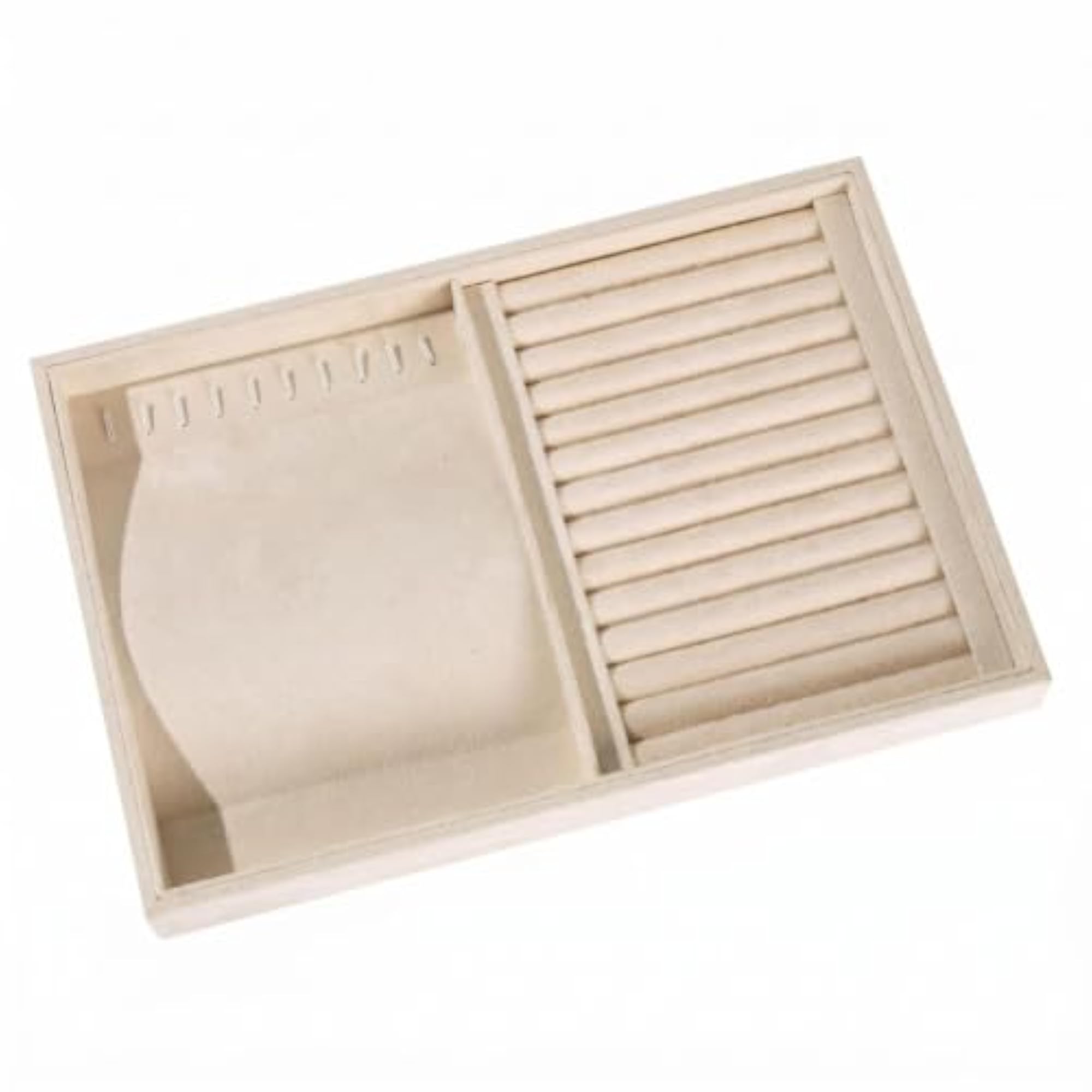 Beige Shallow Jewelry Display Tray Organizer