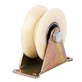 Getdoublerich V-Nut-Nylonrollen, 30 mm, robustes Schiebetürrad mit Ständer, verzinkter Stahlsockel, Doppellager, leise, Riemenscheibe für industrielle Tore