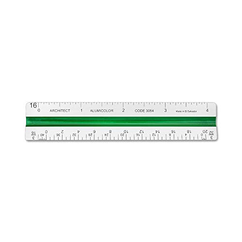 Image of Alumicolor Aluminum Architect Color-Coded Solid Drafting Scale, 4IN, Silver